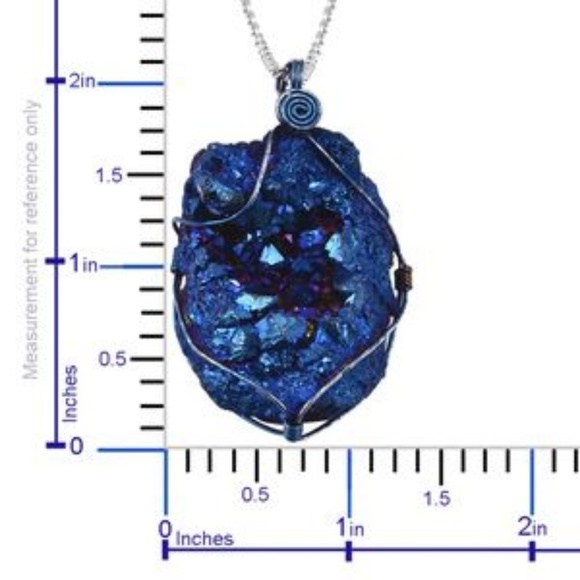 Blue Druzy Quartz Pendant Necklace - Picture 5 of 5